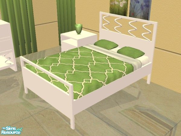Sims 2 — Curve Appeal Recolor #2 - Bed by EarthGoddess54 — Part of the Curve Appeal Green & White recolor set; you