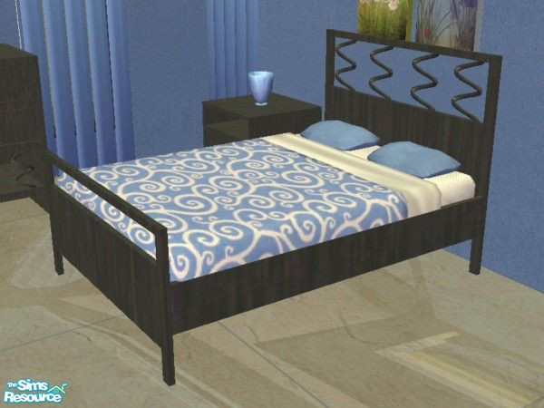 Sims 2 — Curve Appeal Recolor #1 - Bed by EarthGoddess54 — Part of the Curve Appeal Black & Blue recolor set; you