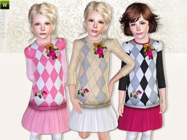 Sims 3 — Checkerboard Dress by lillka — Checkerboard Dress Everyday/Formal recolorable I hope you like it :)