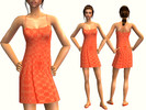 Sims 2 — Ruby Rox Emma Disco Dot Dress by simgm2 — A beautiful orange on orange polka dot dress. As seen on our YouTube