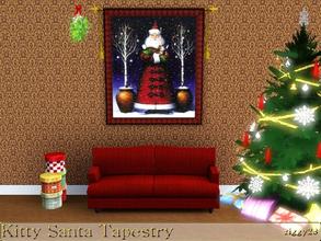 Sims 3 — Kitty SantaTapestry by ziggy28 — A Christmas tapestry wall hanging of Santa hold a cat. Custom mesh by Murfeel