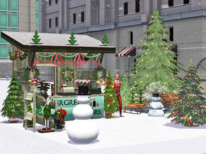 Sims 3 — Flower Stall Evergreen by Wimmie — A Flower Stall with wreaths and christmas trees for your winterly and