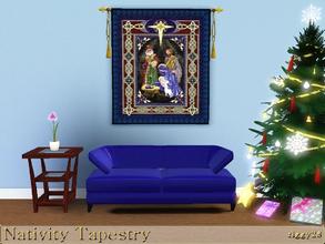 Sims 3 — Nativity Tapestry by ziggy28 — A beautiful tapestry of the Nativity in blue and gold tones. Custom mesh by