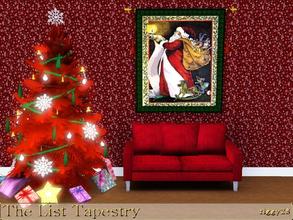 Sims 3 — The List Tapestry by ziggy28 — This jolly Santa is lighting his way way with a candle to read the list of good