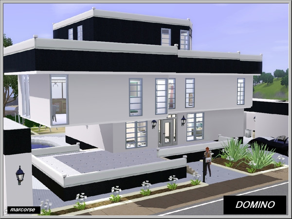 Sims 3 — Domino by marcorse — Domino - a Spacious 3storey, 3bed/4bath contemporary home with a striking black and white