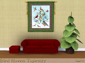 Sims 3 — Bird Haven Tapestry by ziggy28 — A Christmas tapestry of birds around a snow covered Christmas tree. Custom mesh
