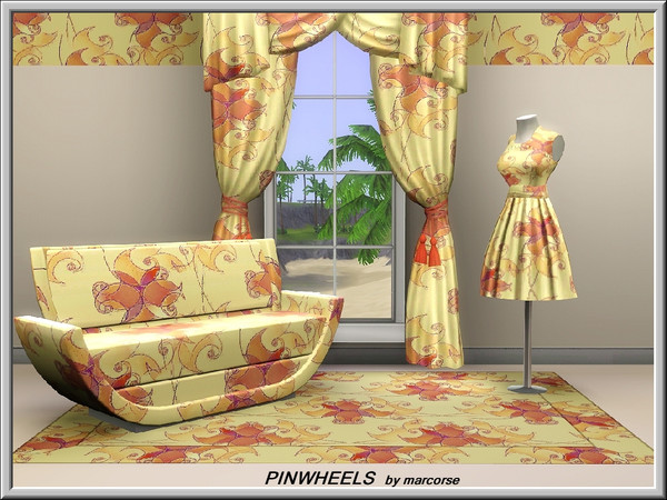 Sims 3 — Pinwheels_marcorse by marcorse — Abstract pattern: Pretty pinwheels in purple and gold.