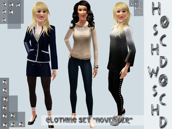 Sims 3 — YA/A_female_clothing_set_november by hoschdwoschd2 — Clothing set november This set contains five items for