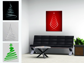 Sims 3 — Se tof 4 Abstract Christmas Trees by Wimmie — This set contains 4 paintings with abstract Christmas trees