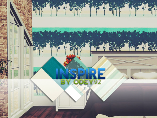 Sims 3 — Acacia by Odey92 — Shadowy silhouettes of trees, in a contemporary woodblock style overlaid with fine metallic