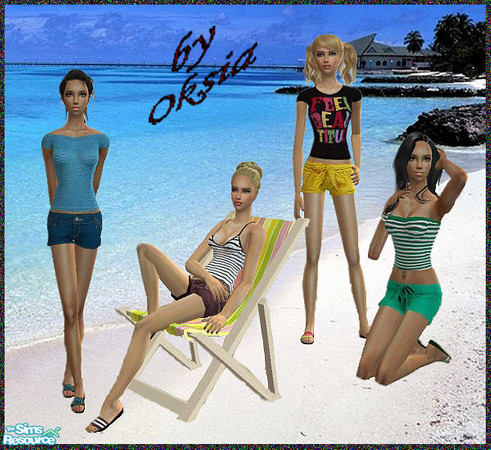 Sims 2 — Summer day by Oksia — Nice summer outfit for your sim ladies. You need to download Mesh_Serasims_Minishorts.