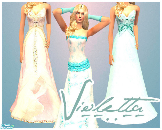 Sims 2 — Violetta by lemonloveshane — A set of three glamorous gowns. Textures are from one of Elie Saab's shows, but not