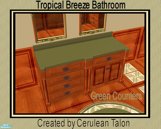 Sims 2 — Tropical Breeze Bathroom - Green Counter by Cerulean Talon — Light tropical breezes make this bathroom a dream