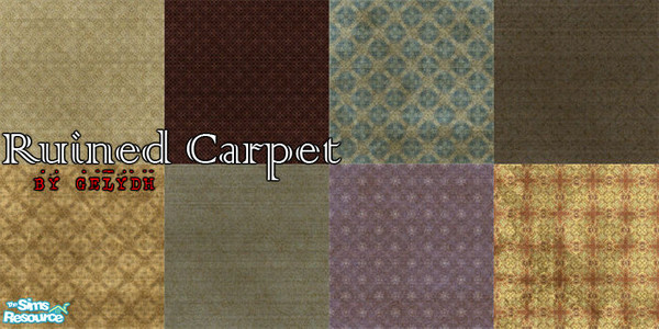 Sims 2 — Ruined Carpet Floors by gelydh — Set of 8 grungey, vintage floors in varying hues and textures. Will be found