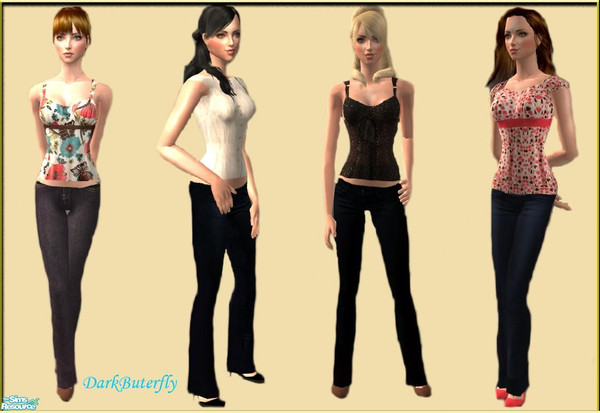 Sims 2 — Set 19 by darkbuterfly — 4 lovely everyday outfits for your sim ladies. Don't forget to get the mesh from Sim
