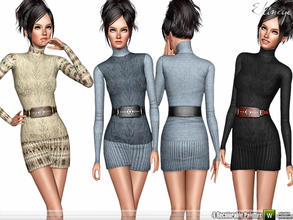 Sims 3 — Turtleneck Sweater Dress  by ekinege — Dress with belt. Turtleneck. Long sleeves. 4 recolorable parts. Y.Adult -