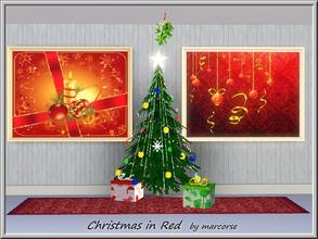 Sims 3 — Christmas in Red_marcorse by marcorse — Two celebratory Christmas decor paintings in red. Mesh by Jindann