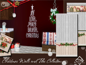 Sims 3 — Christmas Walls and Tiles Collection by Devirose — A set of eight walls and two tile^^,three walls are