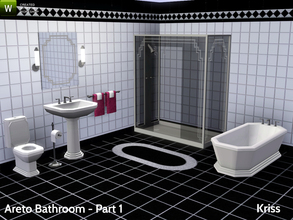 Sims 3 — Areto Bathroom by Kriss — Contemporary art deco bathroom consisting of shower, bathtub, toilet, sink, mirror,