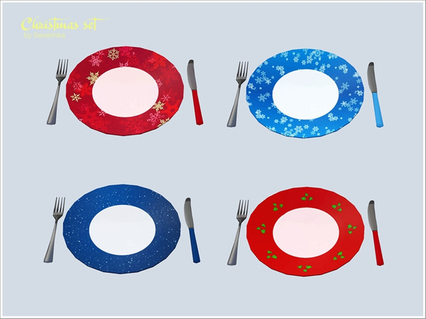 Sims 3 — Christmas Tableware by Severinka_ — Christmas set III Tableware of the Christmas service. 4 variants of drawing,