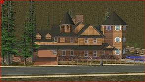 Sims 2 — Large log mansion by RamboRocky90 — here is another large house, I\'m suffering a lot with the roofbuilding