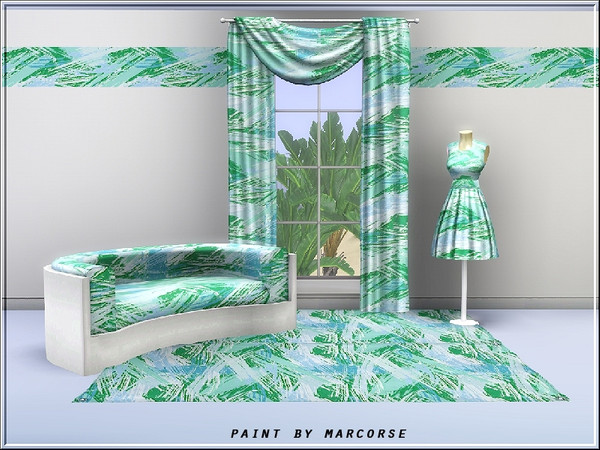 Sims 3 — Paint_marcorse by marcorse — Abstract pattern: white paint slashes on blue, green.