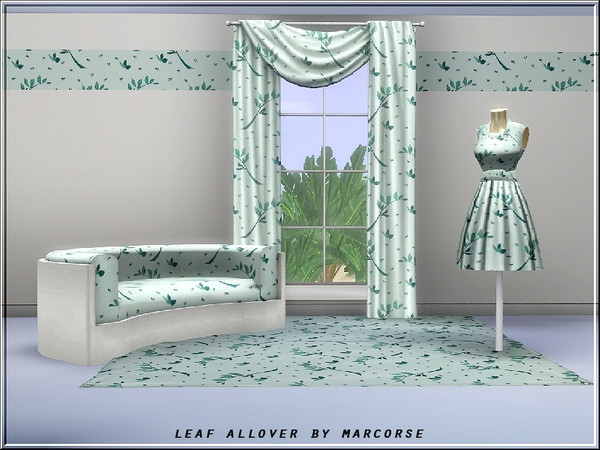 Sims 3 — Leaf Allover_marcorse by marcorse — Fabric pattern: random repeated blue/green leaves