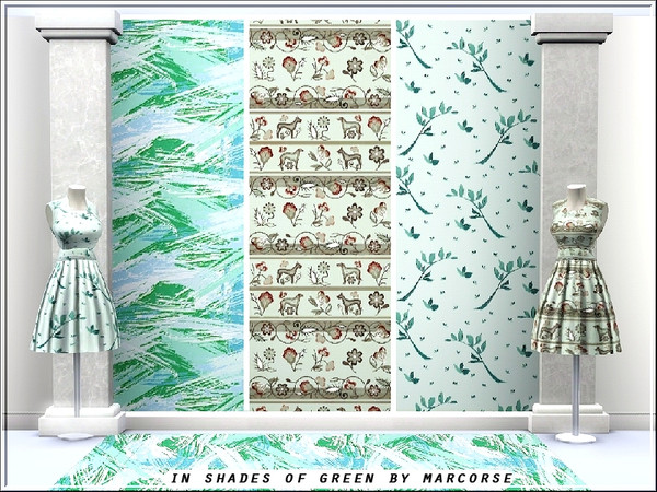 Sims 3 — In Shades of Green_marcorse by marcorse — Three patterns in shades of green. Hounds [Themed], Paint {Abstract]