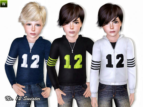Sims 3 — No. 12 Sweater by lillka — No. 12 Sweater for boys Everyday/Athletic/Outdoor 3 styles/3 recolorable palettes I