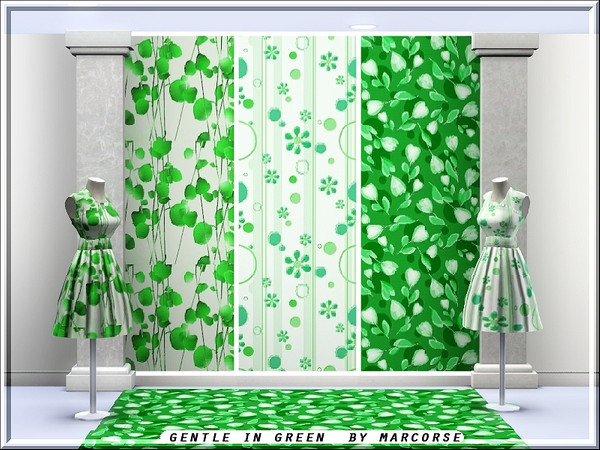 Sims 3 — Gentle in Green_marcorse by marcorse — 3 pretty green flower and leaf patterns