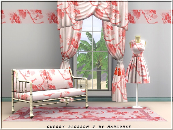 Sims 3 — Cherry Blossom3_marcorse by marcorse — Fabric pattern: cherry blossom on a white background