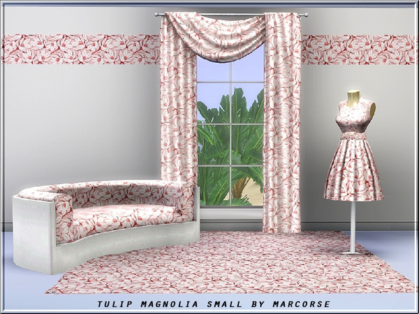 Sims 3 — Tulip Magnolia Small_marcorse by marcorse — Fabric pattern: small tulip magnolia flowers, randomly scattered.
