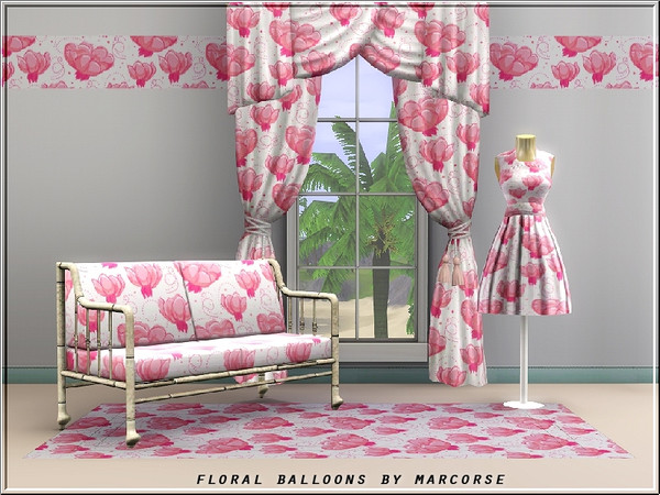 Sims 3 — Floral Balloons_marcorse by marcorse — Fabric: pink peony flowers floating like hot air ballooons.