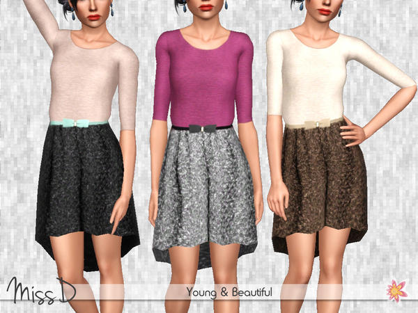 Sims 3 — Young & Beautiful by MissDaydreams — Young & Beautiful is a belted slouch dress with semi-long