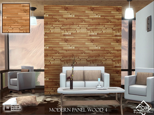 Sims 3 — Modern Panel Wood4 by Devirose — Ideal for modern paneling and modern rooms, with horizontal wood plank.Base