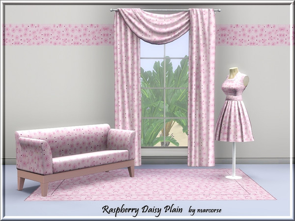 Sims 3 — Raspberry Daisy Plain_marcorse by marcorse — Pattern Fabric: tiny raspberry daisies allover