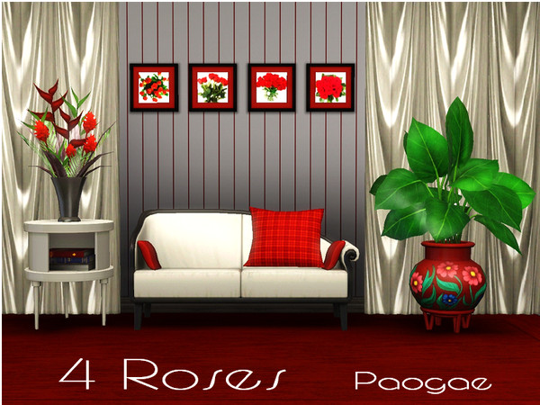 Sims 3 — 4 Roses by Paogae — Painting series of 4 red roses.