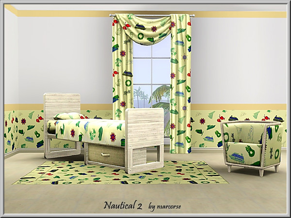 Sims 3 — Nautical2_marcorse by marcorse — Themed pattern: nautical images - ships, anchors, lifebuoy, fish. 