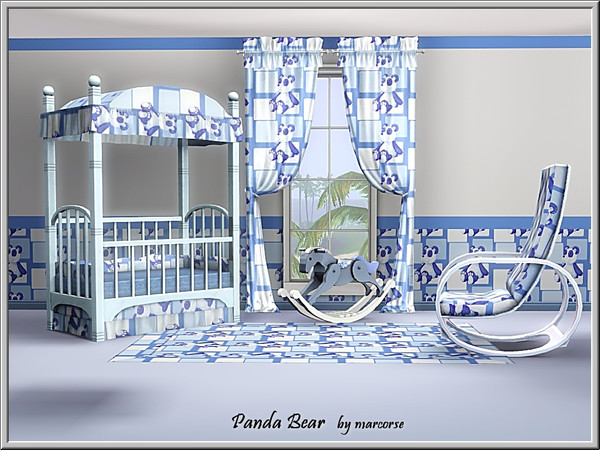 Sims 3 — Panda Bear_marcorse by marcorse — Happy panda bears in a blue patchwork design