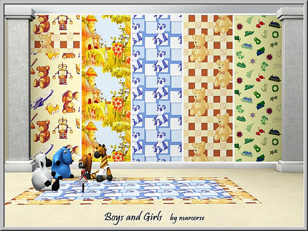 Sims 3 — Boys and Girls_marcorse. by marcorse — Five Themed patterns especially for boyus and girls, from nursery to