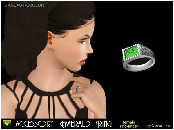 Sims 3 — Emerald Ring for female by Severinka_ — Accessory for women - the ancient massive ring with a large emerald and