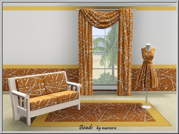 Sims 3 — Beads_marcorse by marcorse — Beaded geometric pattern in brown and white