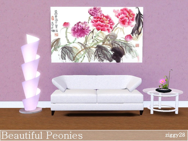 Sims 3 — Beautiful Peonies by ziggy28 — A wonderful Asian painting of beautiful Peony flowers in pink tones. Not