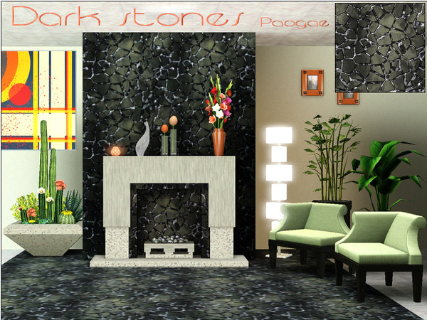 Sims 3 — Dark stones by Paogae — Dark stones for your floors, walls, fireplace ... or wherever you want!