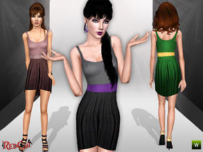 Sims 3 — Mullet Dress by RedCat — 3 Recolorable Channels. 3 Variations Included. New Mesh by RedCat.