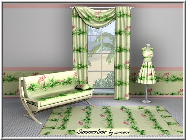 Sims 3 — Summertime_marcorse by marcorse — A summer flower border in a horizontal Fabric pattern.