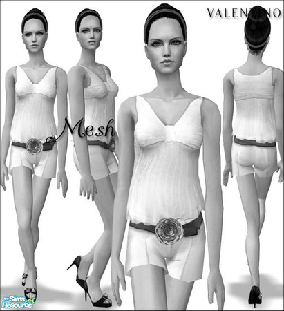 Sims 2 — Valentino Spring/Summer - Mesh afshortwidealphatop by Siluetta — 