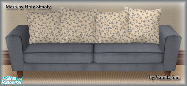 Sims 2 — VS Blue Lynn Sofa by Vanilla Sim — Made from a soft 100% cotton denim treated to resist stains. This sofa is a
