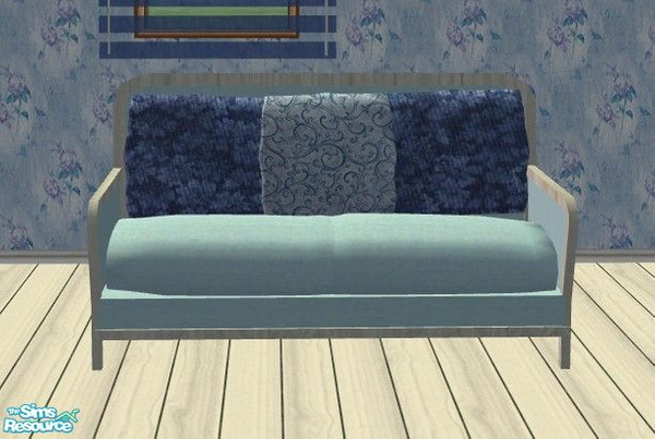 Sims 2 — Repose Living - Loveseat by Riverwillows — Lovely blues and floral recolor of RICCI2882\'s wonderful Indy