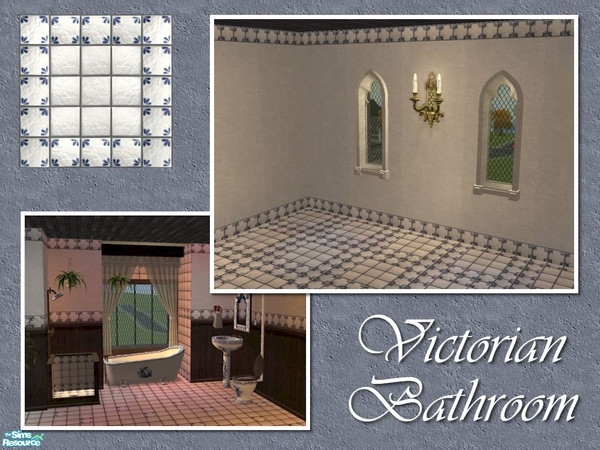 Sims 2 — Victorian Bathroom Floor - Full Patterned Tile by Cyclonesue — One of four floor tiles to match the Victorian